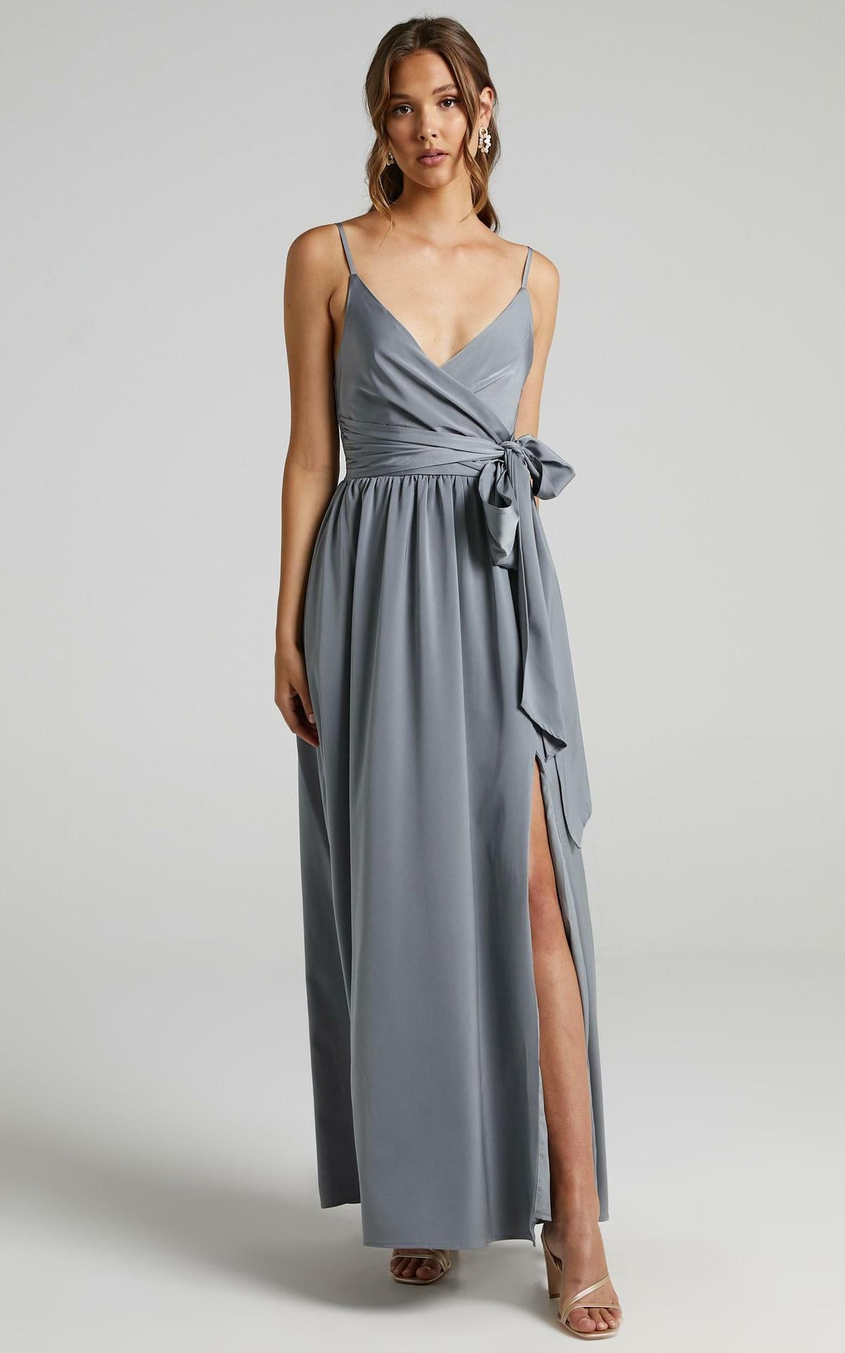 Sexy Satin Sleeveless Party Dresses-Dresses-Gray-S-Free Shipping at meselling99