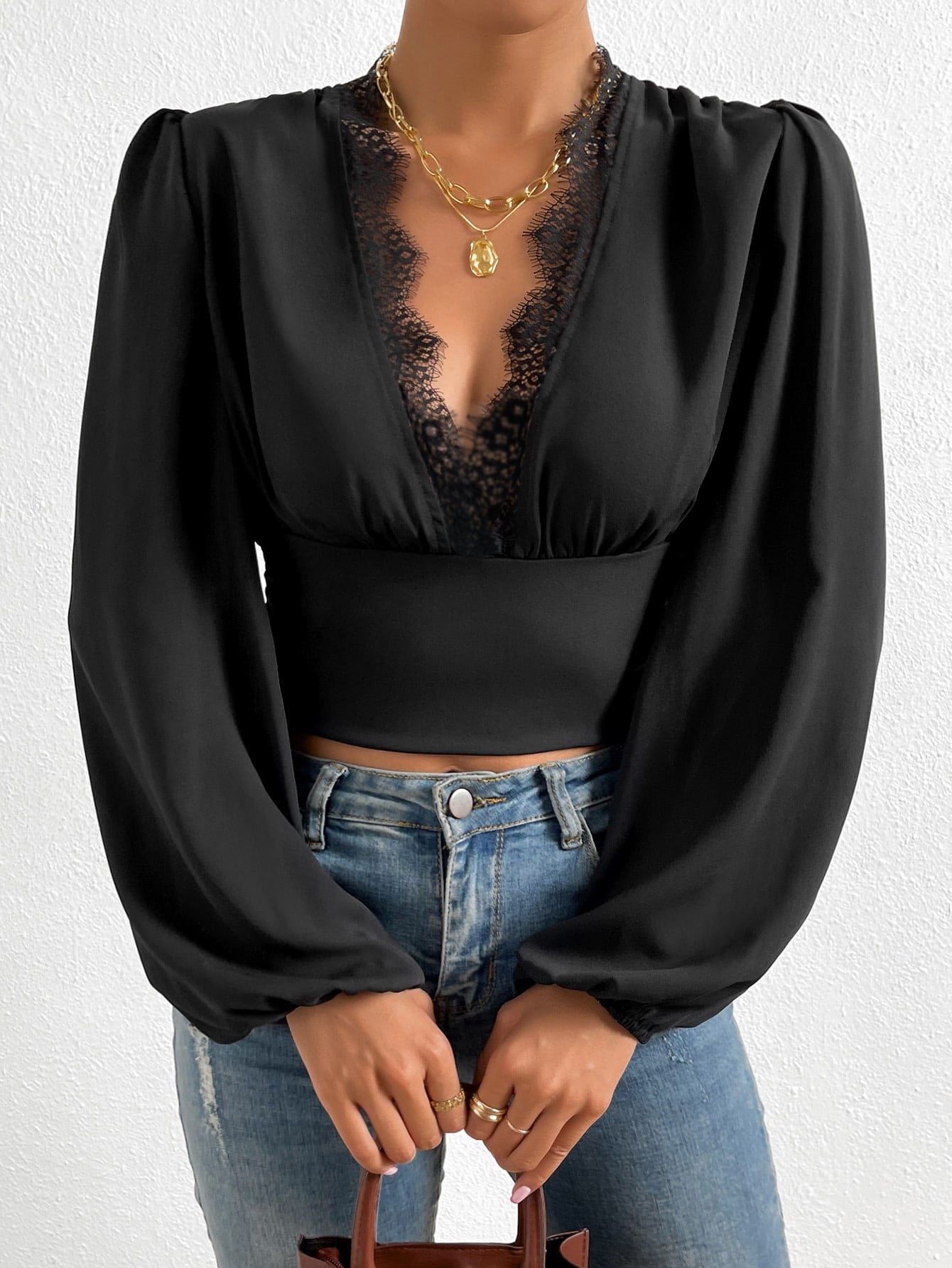 Sexy Long Sleeves Lace Tops for Women-Shirts & Tops-Black-S-Free Shipping at meselling99