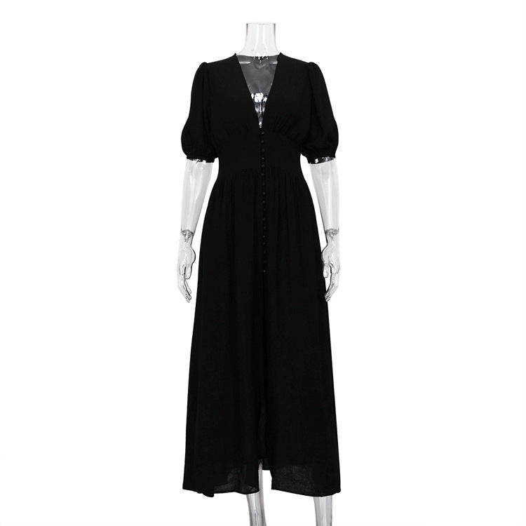 Elegant V Neck Designed Split Front Long Dresses-Dresses-Free Shipping at meselling99