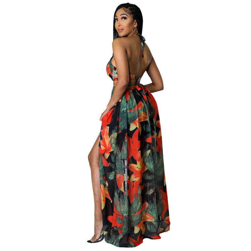 Sexy Halter Plus Sizes Summer Long Dresses-Dresses-A-S-Free Shipping at meselling99