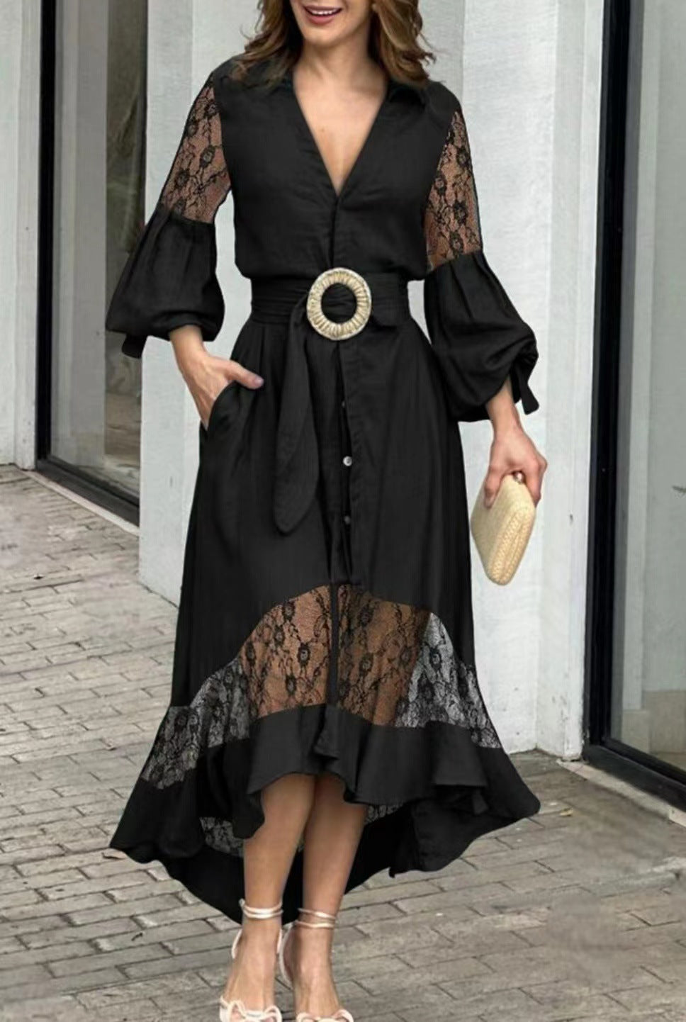 Fashion Long Sleeves Dresses with Pocket-Dresses-Free Shipping at meselling99