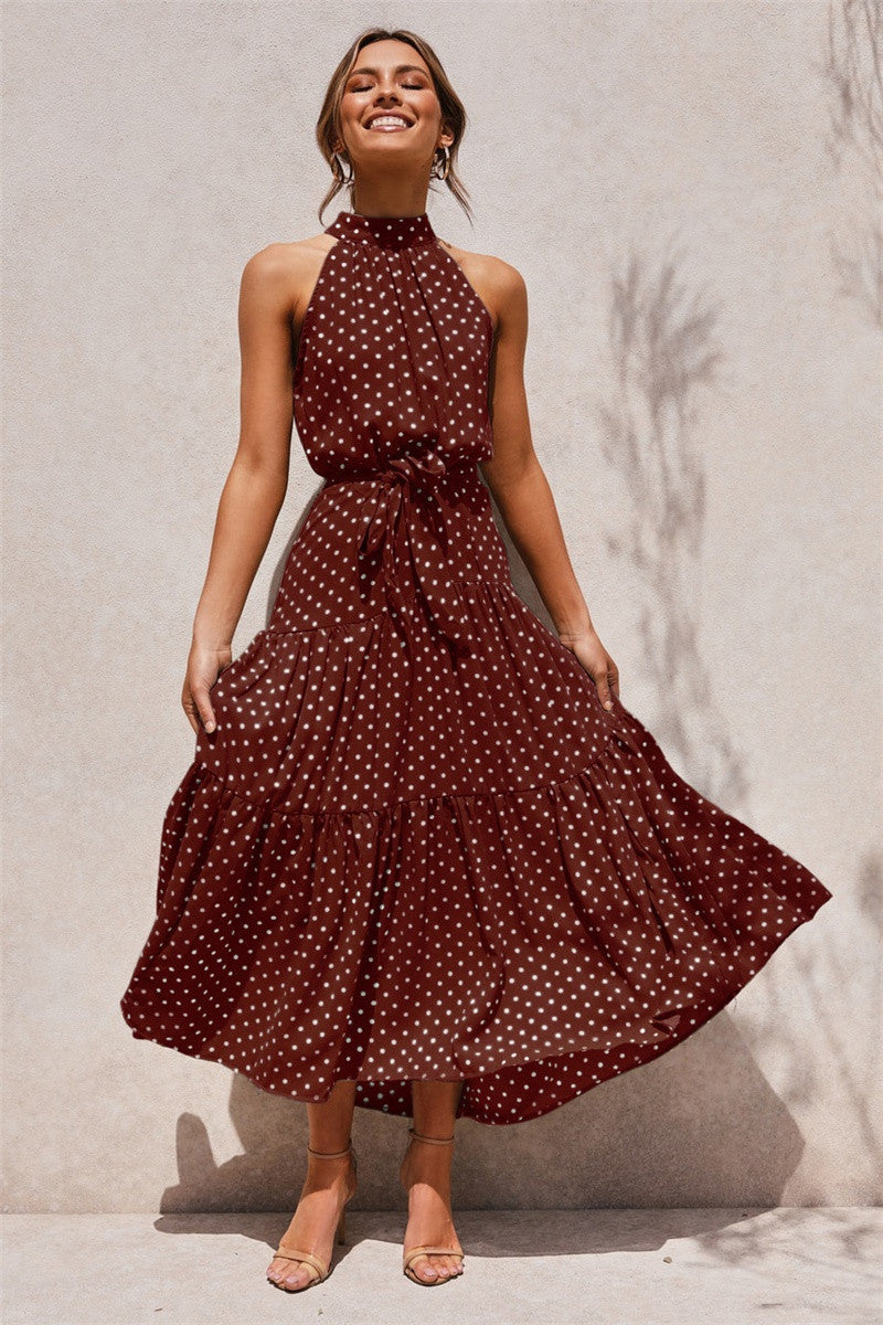 Casual Halter Summer Long Dresses-Dresses-Coffee-XS-Free Shipping at meselling99