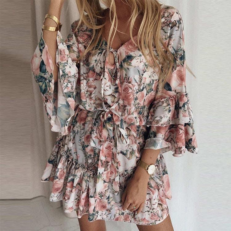 Casual Chiffon Summer Short Dresses-Dresses-Floral-S-Free Shipping at meselling99