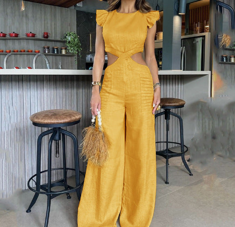 Sexy Summer Ruffled Design Jumpsuits for Women-Jumpsuits & Rompers-Yellow-S-Free Shipping at meselling99