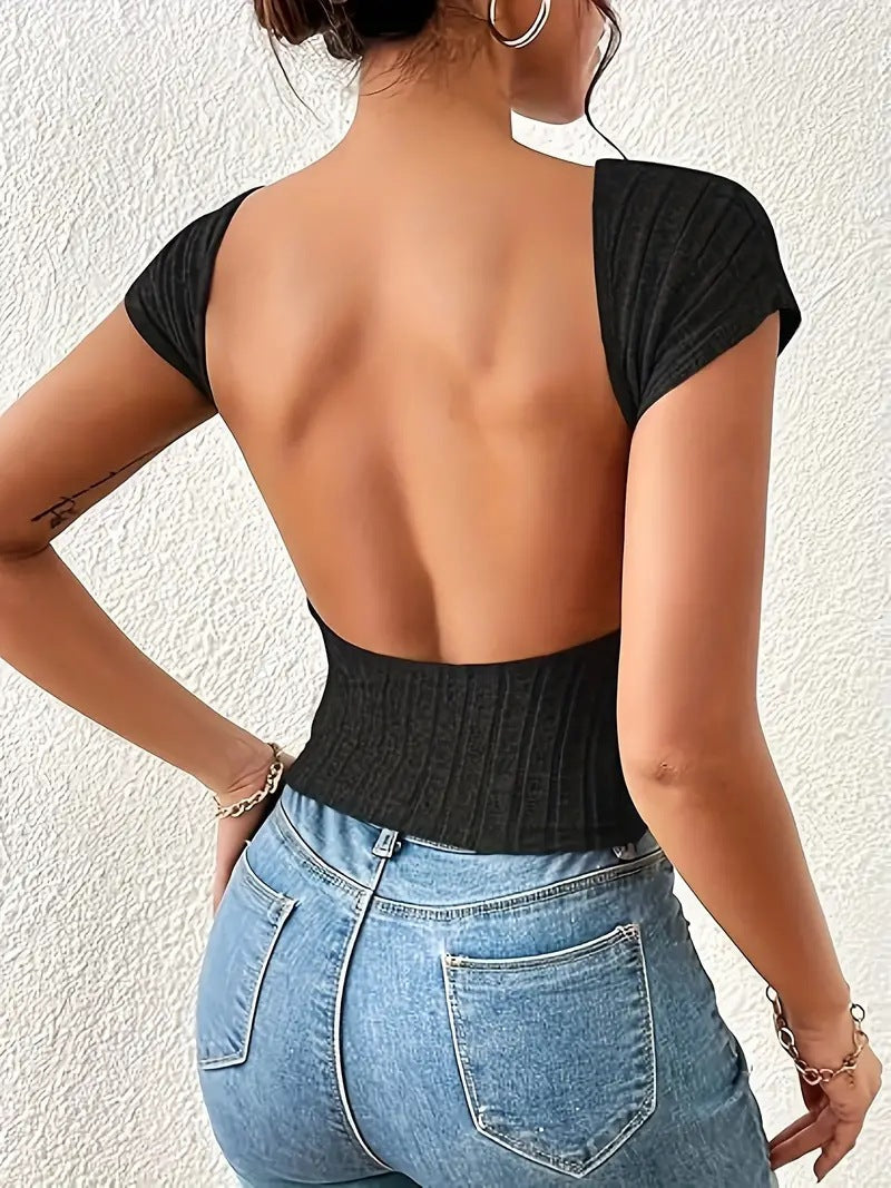 Sexy Summer Backless Short T Shirts for Women-Shirts & Tops-Free Shipping at meselling99