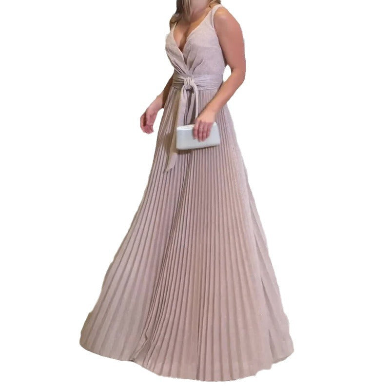Sexy Fashion V Neck High Waist Sleeveless Evening Dresses-Dresses-Free Shipping at meselling99