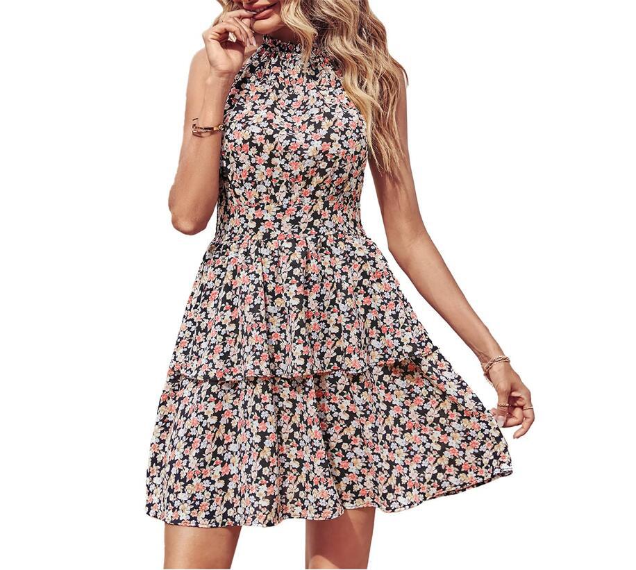 Casual Halter Sleeveless Summer Daily Dresses-Mini Dresses-B-S-Free Shipping at meselling99