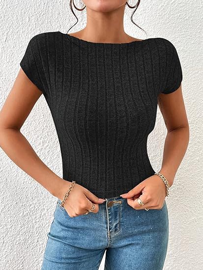 Sexy Summer Backless Short T Shirts for Women-Shirts & Tops-Black-S-Free Shipping at meselling99