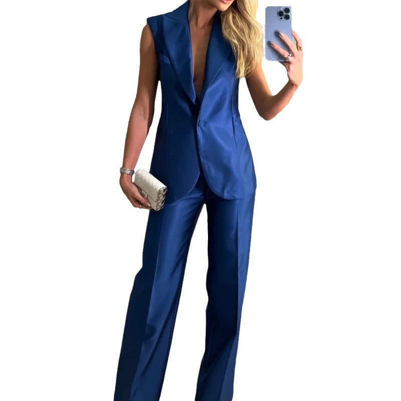 Fashion Backless Vest and Casual Pants Suits-suits-Free Shipping at meselling99