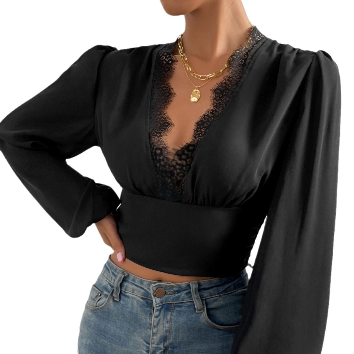 Sexy Long Sleeves Lace Tops for Women-Shirts & Tops-Free Shipping at meselling99