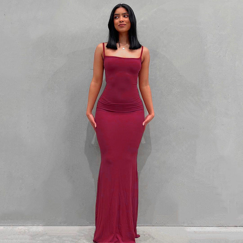 Casual Long Sheath Dresses-Dresses-Wine Red-XS-Free Shipping at meselling99