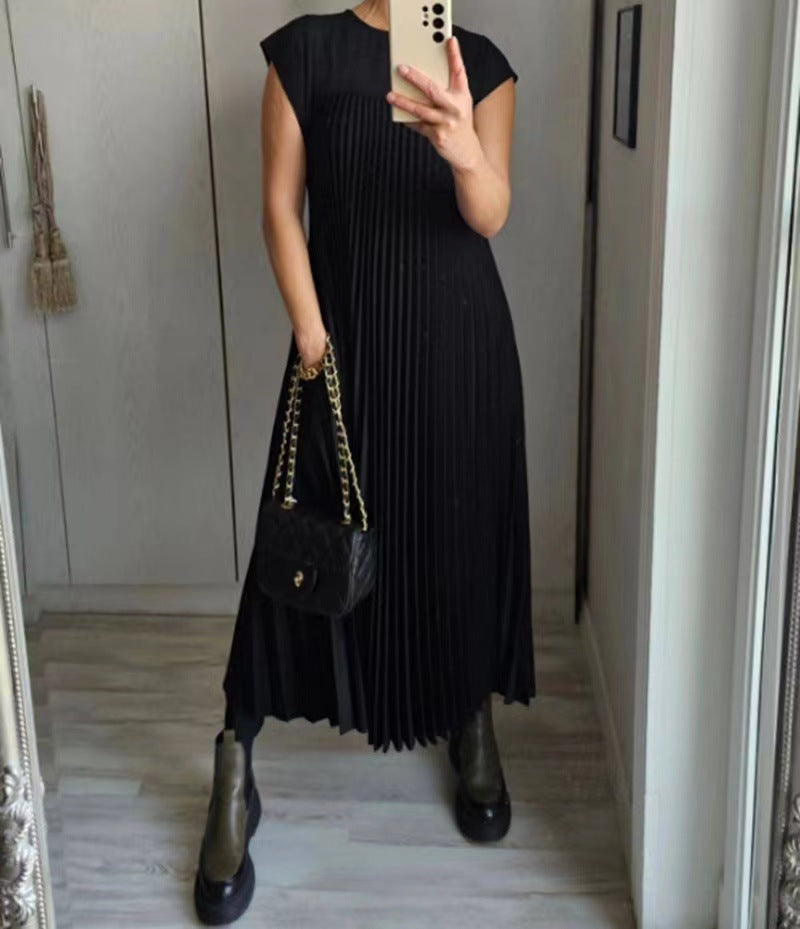 Casual Round Neck Sleeveless Women Long Dresses-Dresses-Black-XS-Free Shipping at meselling99