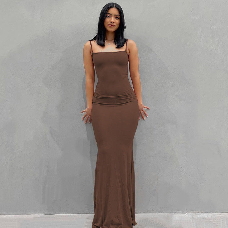 Casual Long Sheath Dresses-Dresses-Brown-XS-Free Shipping at meselling99