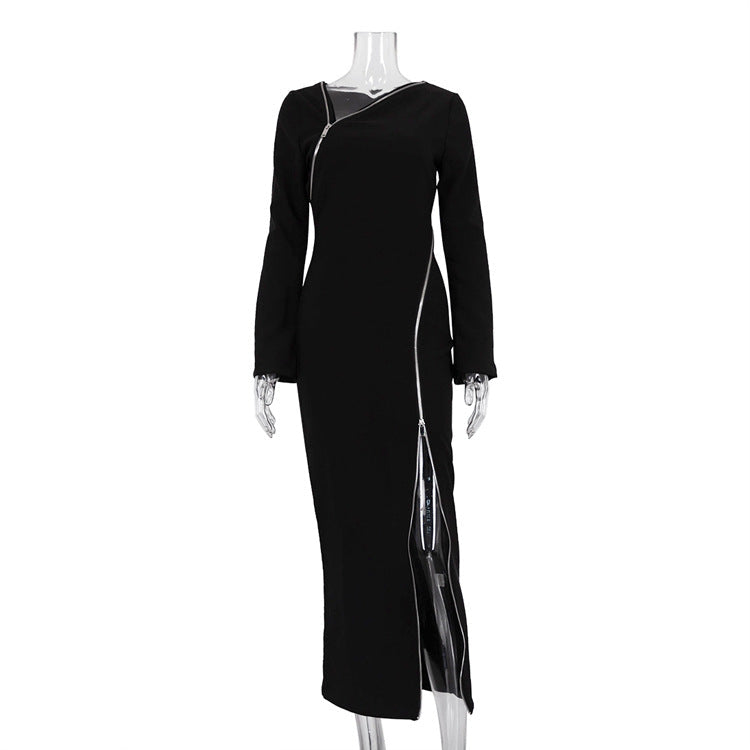 Sexy Designed Zipper Black Sheath Dresses-Dresses-Black-S-Free Shipping at meselling99