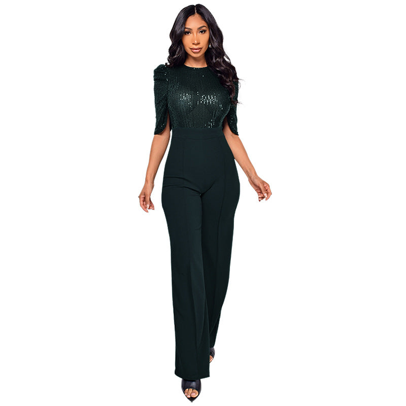 Sexy Sequined Jumpsuits for Women-Jumpsuits & Rompers-Dark Green-S-Free Shipping at meselling99