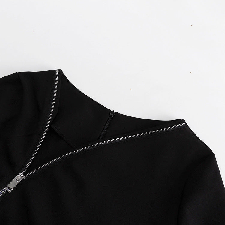 Sexy Designed Zipper Black Sheath Dresses-Dresses-Free Shipping at meselling99