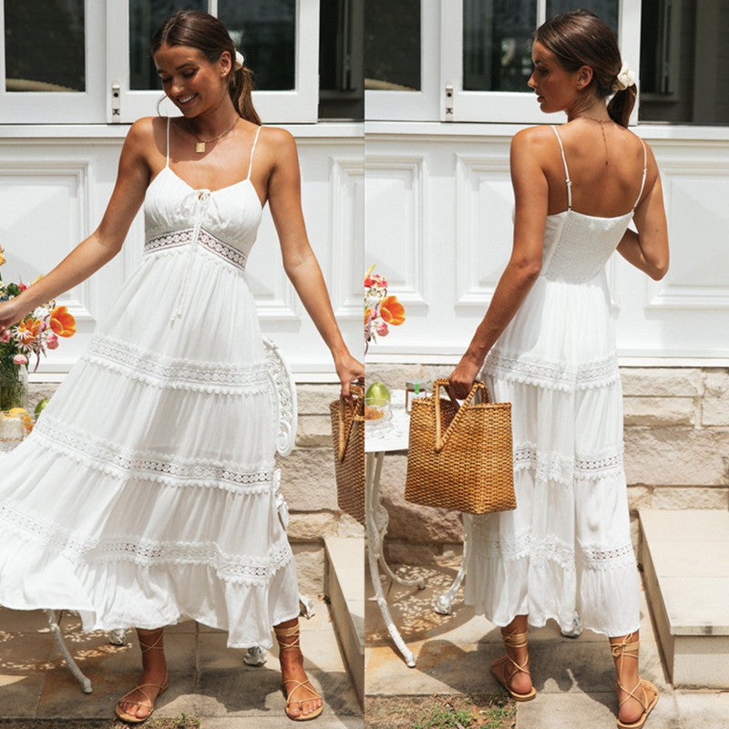 Summer Bohemia Vacation Long Dresses-White-S-Free Shipping at meselling99