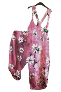 Casual Summer Floral Print Jumpsuits-Jumpsuits & Rompers-Free Shipping at meselling99