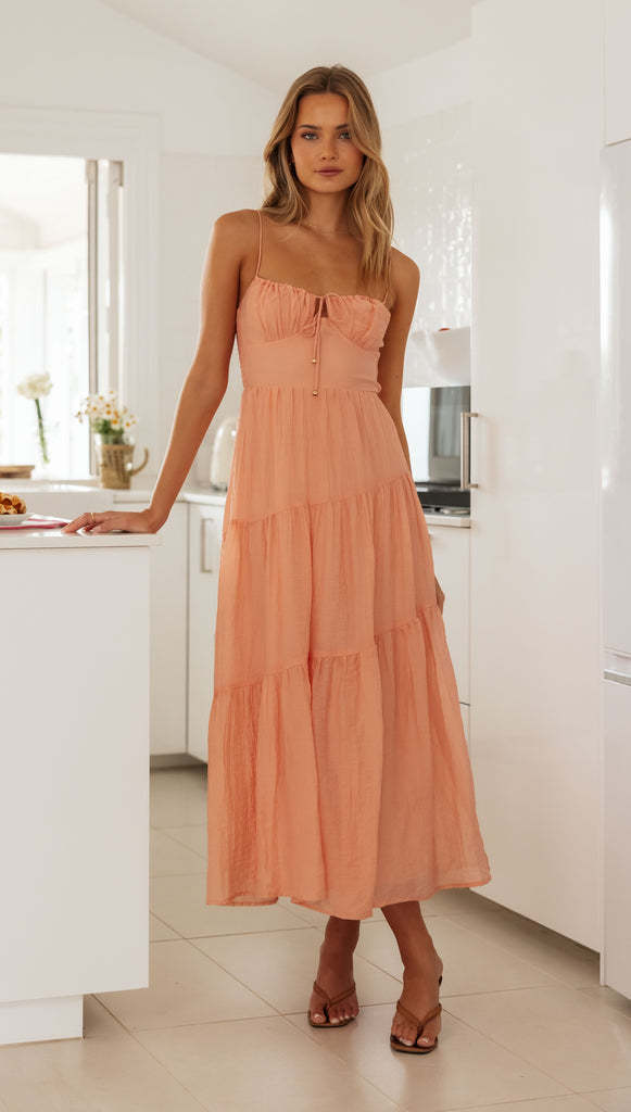 Casual Summer Spaghetti Straps Sleeveless Long Dresses-Dresses-Orange-S-Free Shipping at meselling99