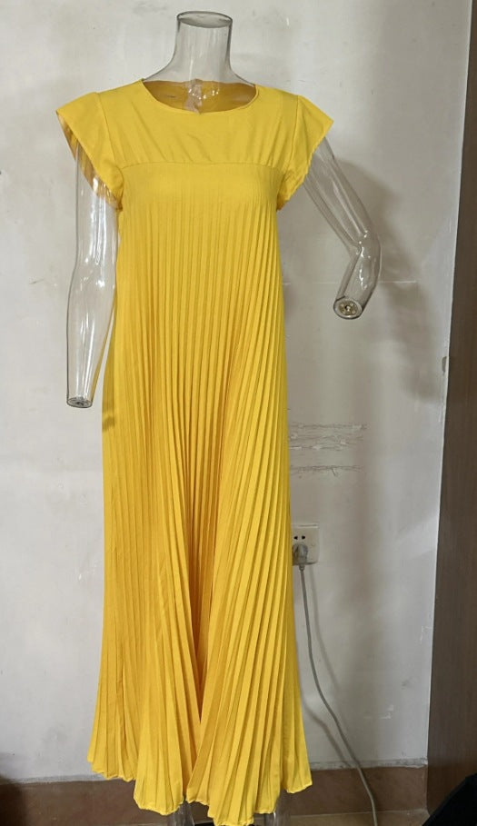 Casual Round Neck Sleeveless Women Long Dresses-Dresses-Yellow-XS-Free Shipping at meselling99