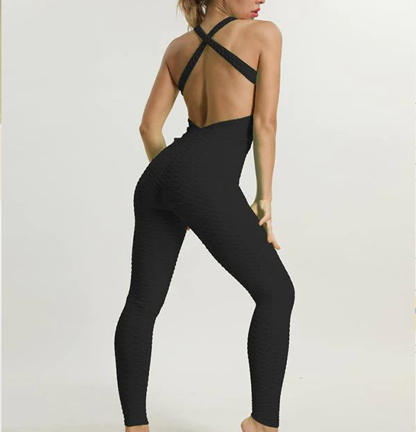 Solid Backless Wrap Yoga Jumpsuits-Yoga&Gym Jumpsuits-Free Shipping at meselling99