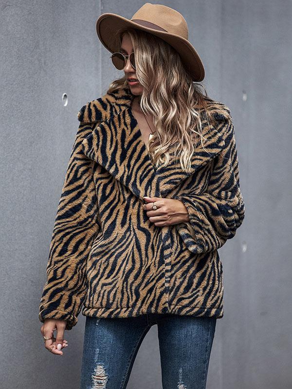 Meselling99 Original Leopard Warm Notched Collar Outerwear Coat-Outwears-Free Shipping at meselling99
