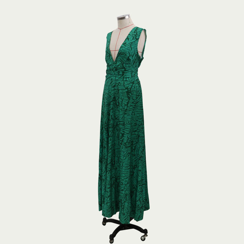 Sexy Deep V Neck Green Long Dresses-Maxi Dresses-Free Shipping at meselling99