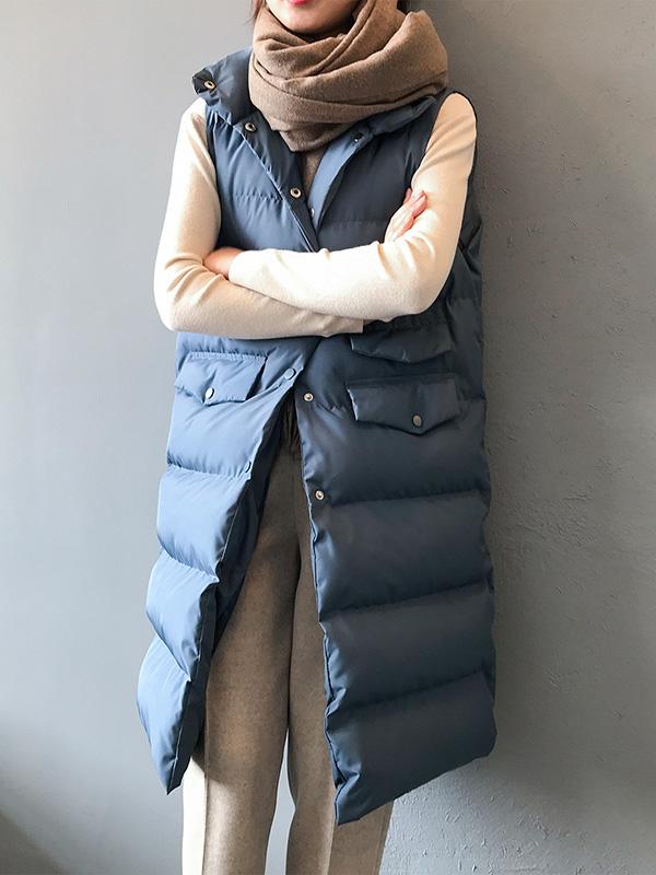 Meselling99 Original Solid Warm Long Vest-Outwears-BLUE-S-Free Shipping at meselling99