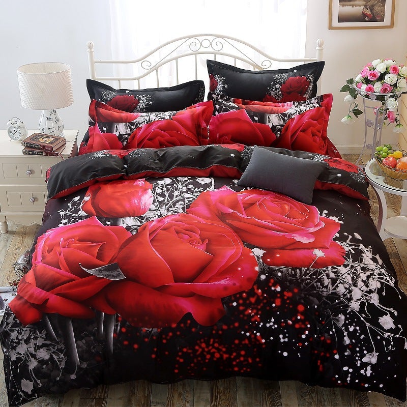 Valentine's Day 3D Red Rose Flower 3-Piece Bedding Sets-Bedding-Free Shipping at meselling99