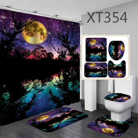 Halloween Shower Curtain Bathroom Rug Set Bath Mat Non-Slip Toilet Lid Cover-Shower Curtain-Free Shipping at meselling99