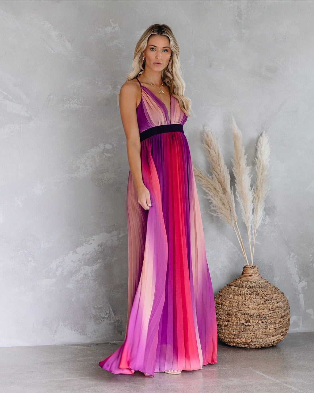 Sexy Women Rainbow Design Long Maxi Dresses-Maxi Dresses-Red-S-Free Shipping at meselling99