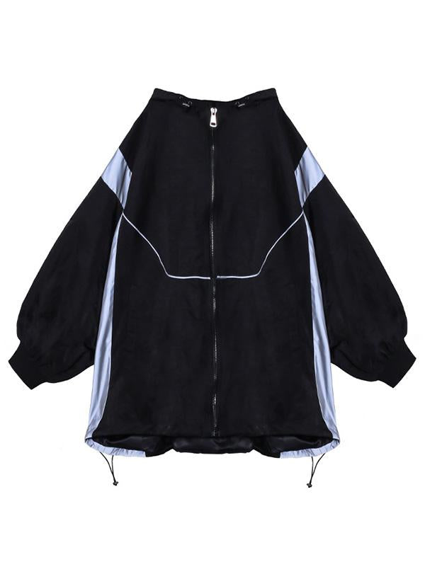 Stylish Split-Joint Hooded Baseball Jackets-Outwears-BLACK-FREE SIZE-Free Shipping at meselling99