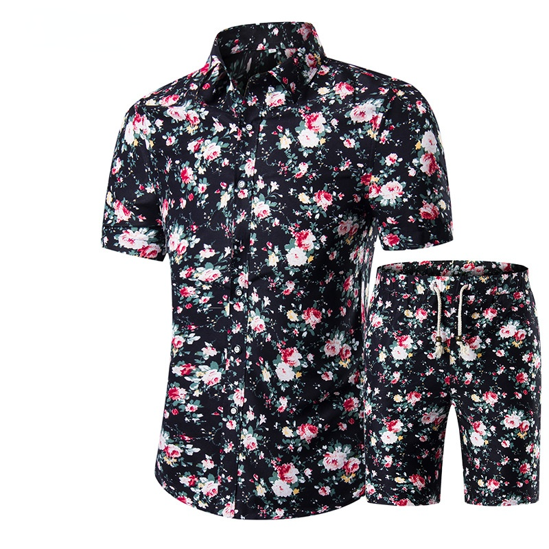 Summer Plus Sizes Short Sleeves T Shirts and Pants Sets for Men-Shirts & Tops-DC09-M-Free Shipping at meselling99