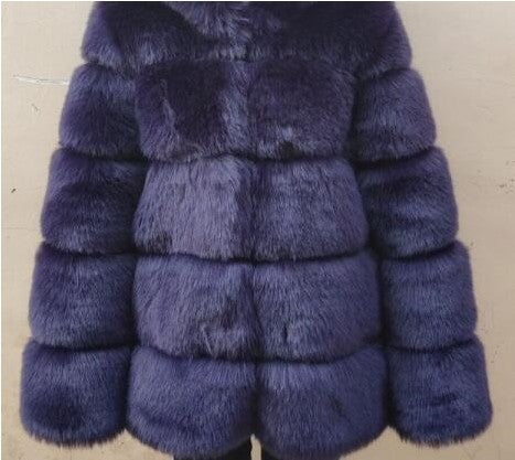 Winter Warm Artificial Fox Fur Overcoat for Men-Outerwear-Navy Blue-S-Free Shipping at meselling99