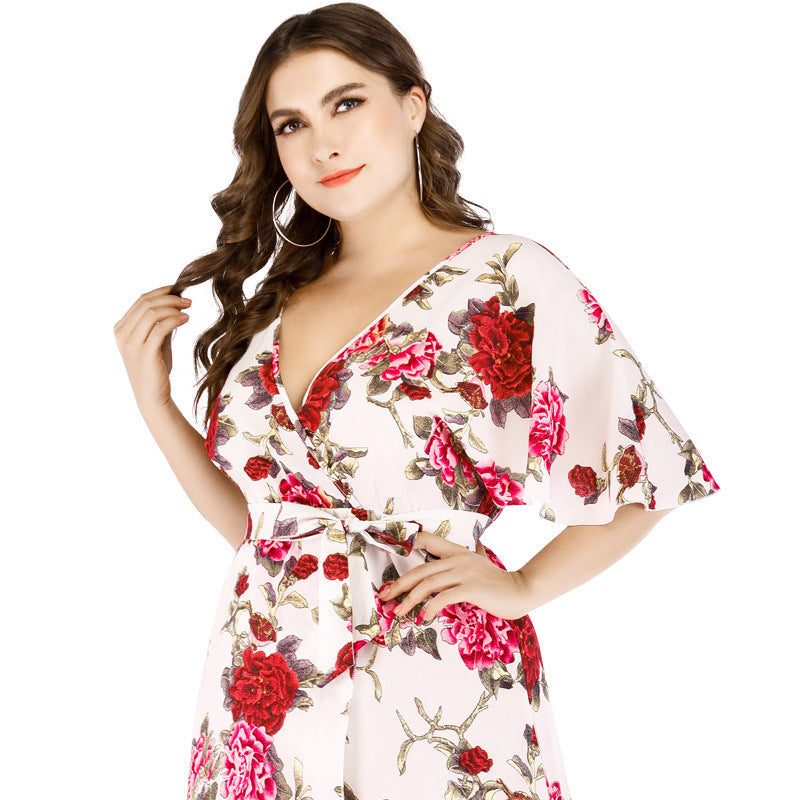 Sweet Summer Chiffon Plus Sizes Floral Dresses-Dresses-Free Shipping at meselling99