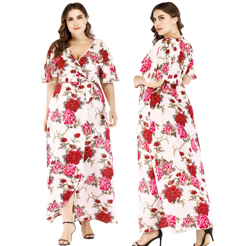 Sweet Summer Chiffon Plus Sizes Floral Dresses-Dresses-The same as picture-XL-Free Shipping at meselling99