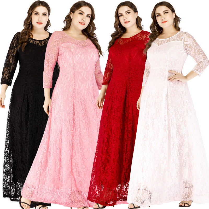 Plus Sizes Lace Evening Party Dresses for Women-Dresses-Free Shipping at meselling99