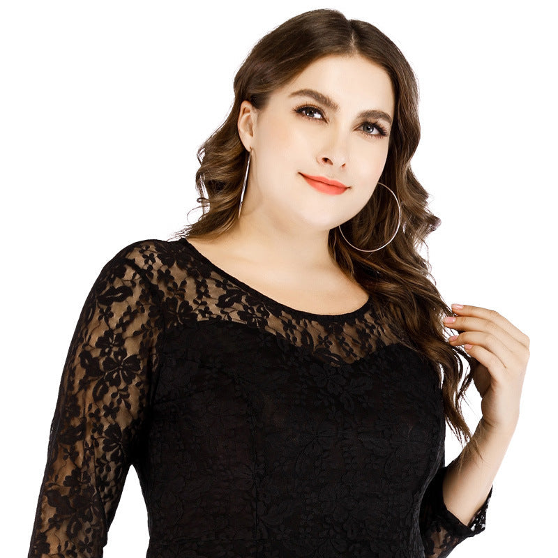 Plus Sizes Lace Evening Party Dresses for Women-Dresses-Black-XL-Free Shipping at meselling99
