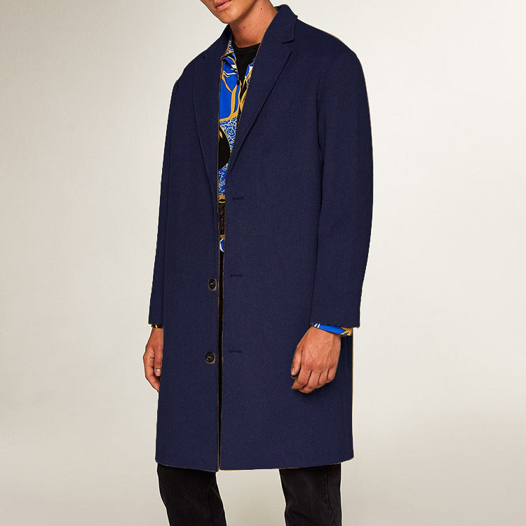 Men's Long Woolen Winter Overcoat M1002-Men Overcoat-Dark Blue-M-Free Shipping at meselling99