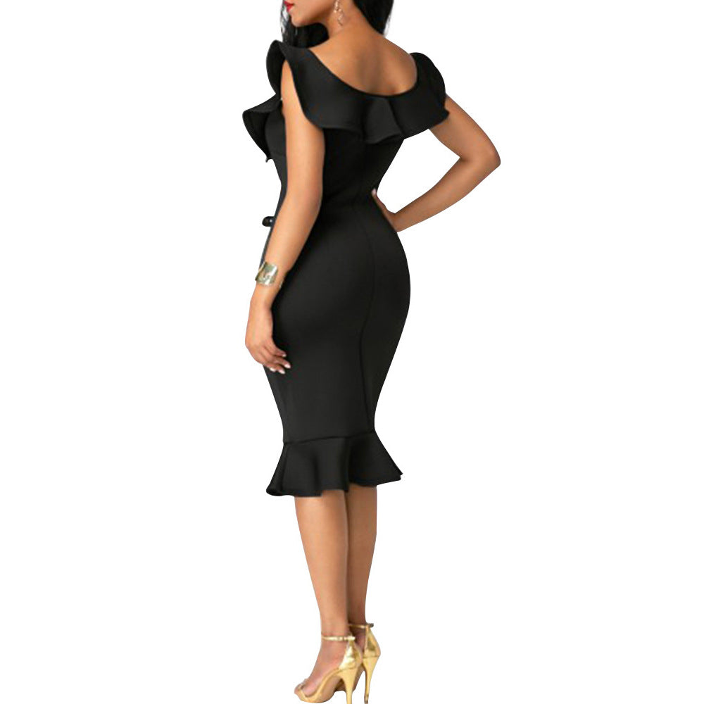Black Women Ruffled Bodycon Mermaid Party Dresses-Sexy Dresses-Free Shipping at meselling99