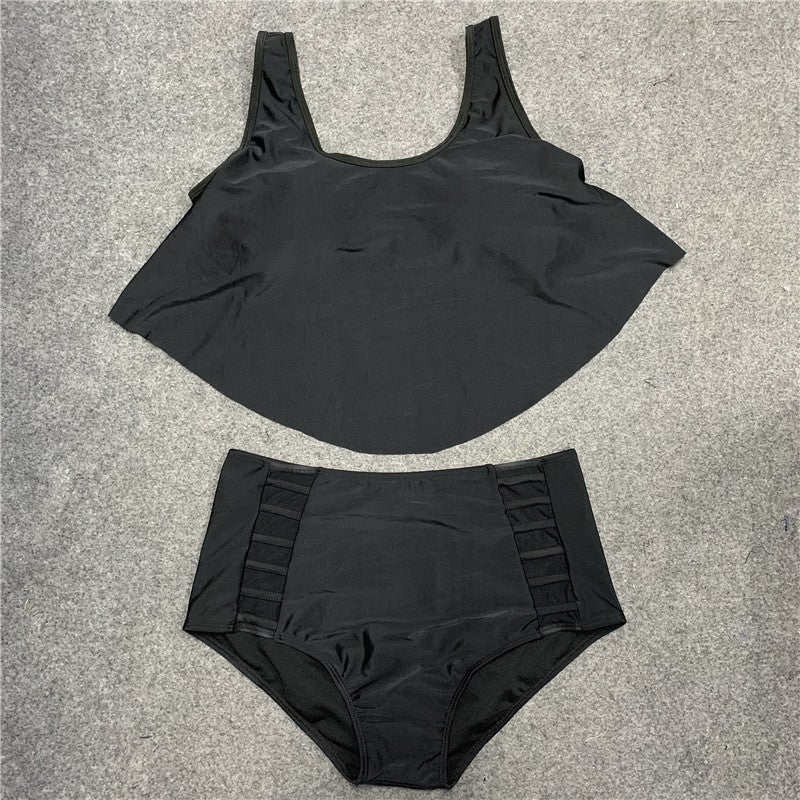 Women Plus Sizes Tulle Two Pieces Swimwear-Swimwear-Black-XL-Free Shipping at meselling99