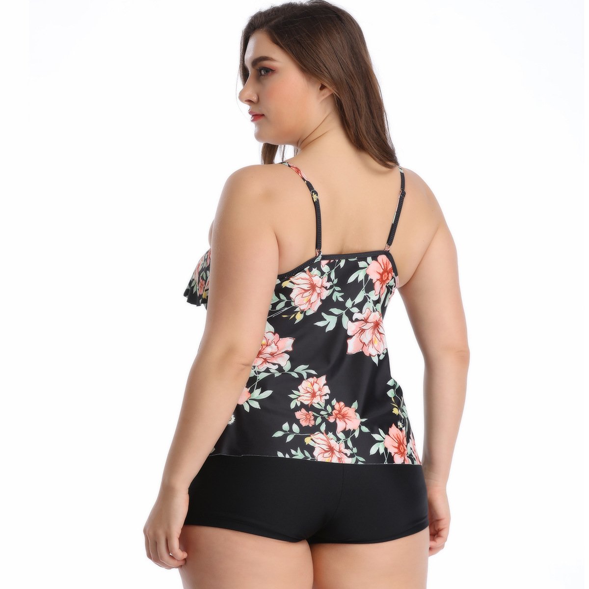 Women Ruffled Floral Print Plus Size Swimsuits--Free Shipping at meselling99