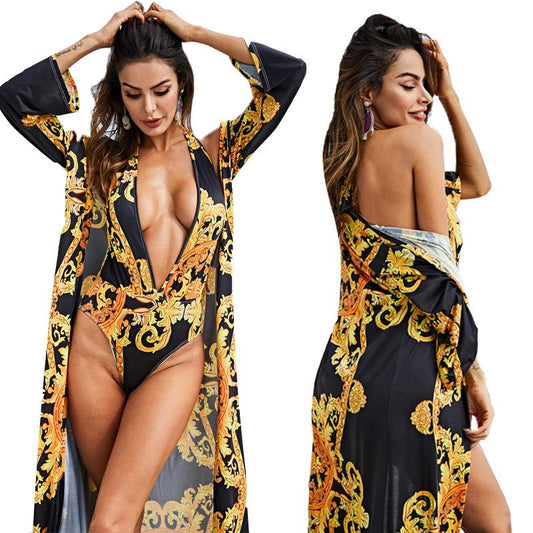 Sexy Fashion Summer Beach One Piece Bikini+cover Ups-Cover Ups-Free Shipping at meselling99