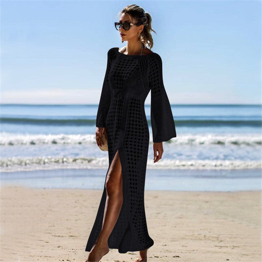 Sexy Knitted Crochet Summer Holiday Bikini Cover Up Dresses-Black-One Size-Free Shipping at meselling99