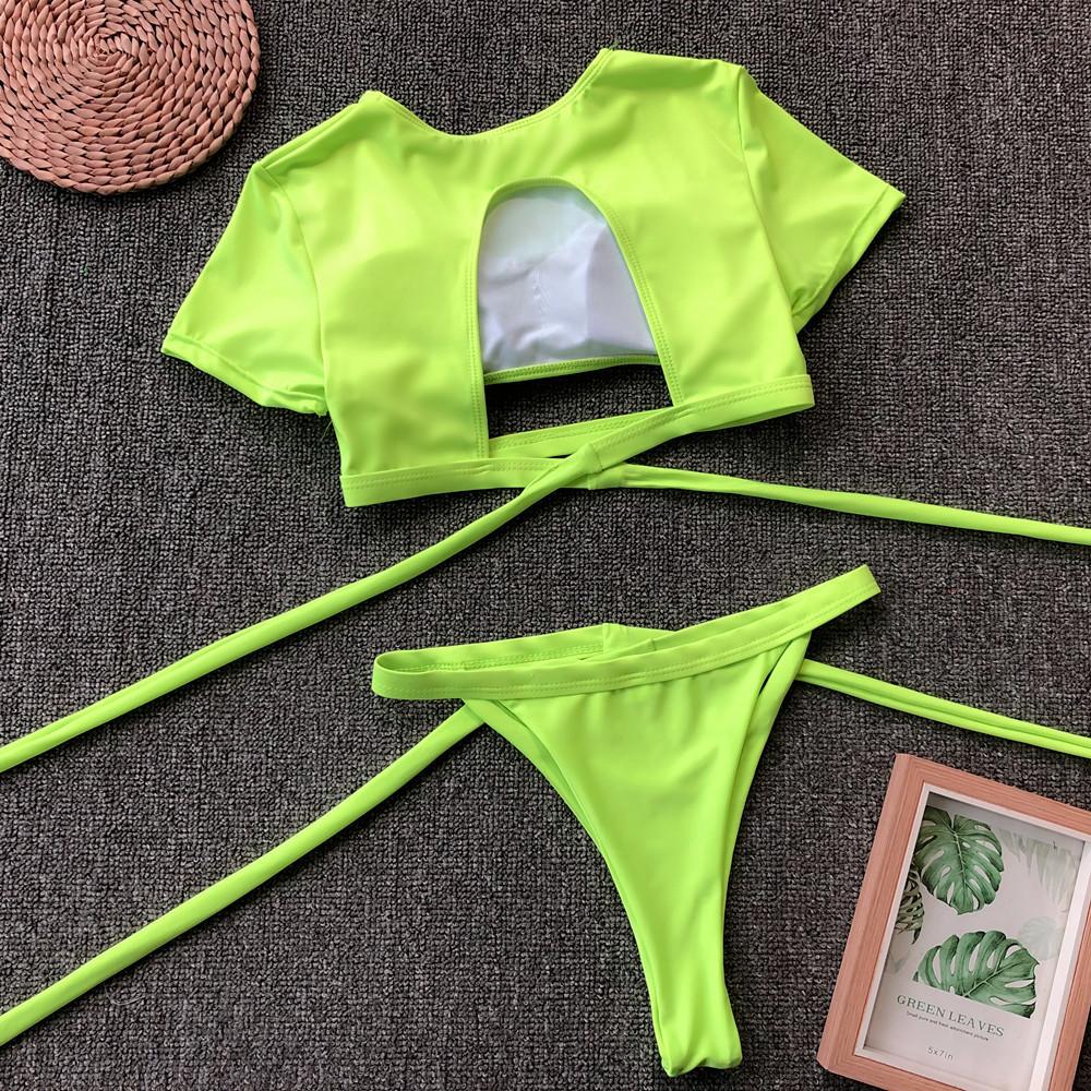 Women Sexy Short Sleeves Summer Beach Bikini Swimwear--Free Shipping at meselling99