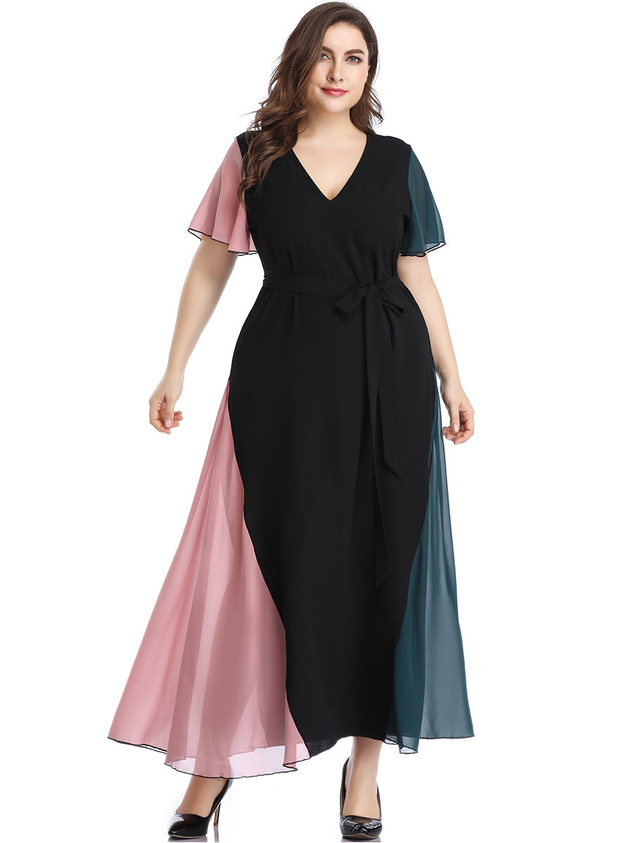 Plus Sizes Fashion Chiffon Women Long Maxi Dresses-Plus Size Dresses-Pink-1XL-Free Shipping at meselling99