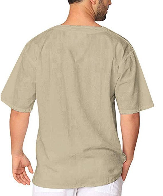 Hot Selling Linen Men Short Sleeves Shirts-Men T-Shirts-Free Shipping at meselling99