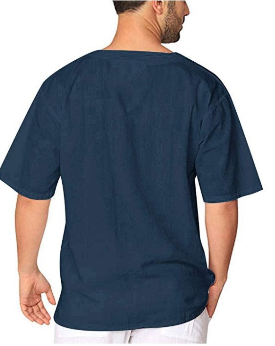 Hot Selling Linen Men Short Sleeves Shirts-Men T-Shirts-Free Shipping at meselling99