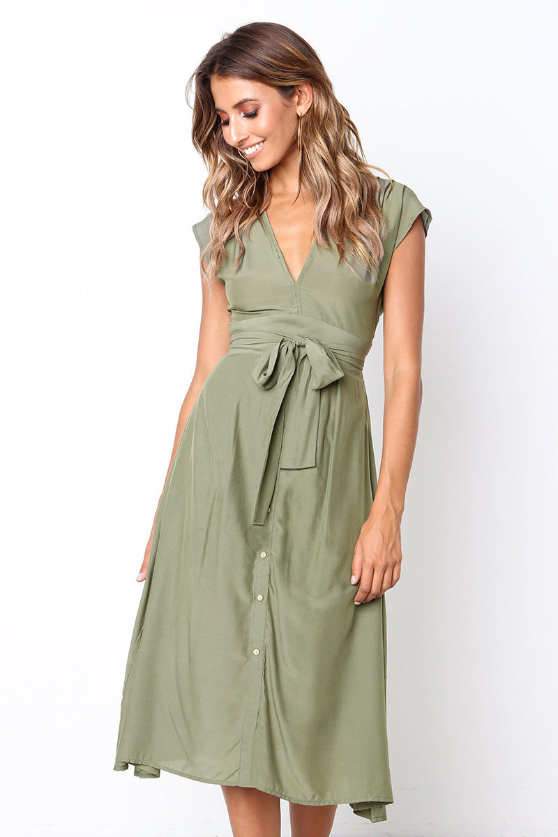 Casual Fashion Striped Sleeveless Midi Dresses-Maxi Dresses-Green-S-Free Shipping at meselling99