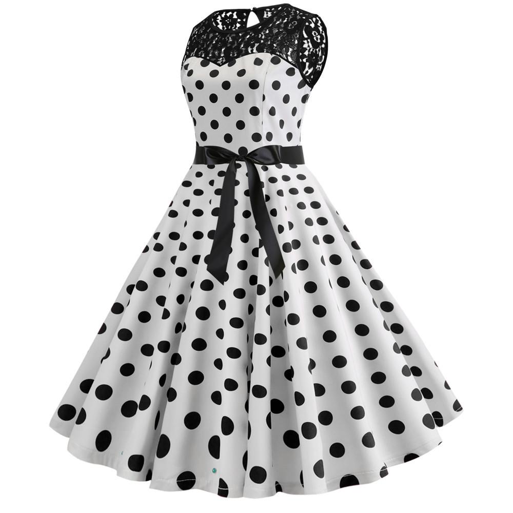 Summer Vintage Dot Print Sleeveless Dresses--Free Shipping at meselling99